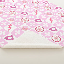 Manta Sherpa Pink Western Cowgirl Checkered Seamless Pattern