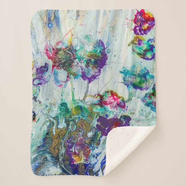 Manta Sherpa Pintura abstracta de colibrí (Anverso)