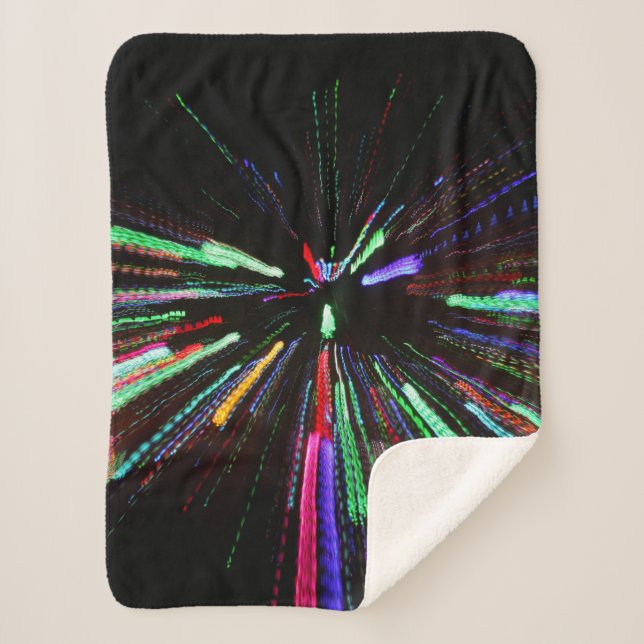 Manta Sherpa Pintura abstracta roja, verde y azul (Anverso)