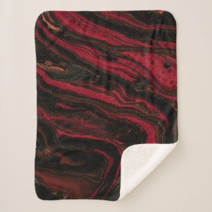 Manta Sherpa Pintura abstracta roja y negra