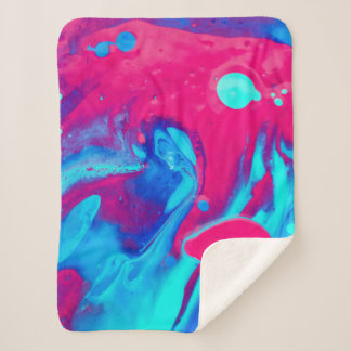 Manta Sherpa Pintura abstracta violeta y azul