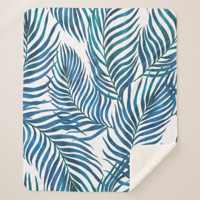 Manta Sherpa Pintura acuarela sin fisuras de patrón tropical (Anverso)