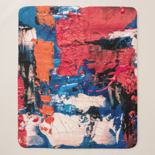 Manta Sherpa Pintura azul, naranja, roja y negra