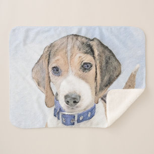 Manta Sherpa Pintura Beagle - Arte Perro Original Cuto
