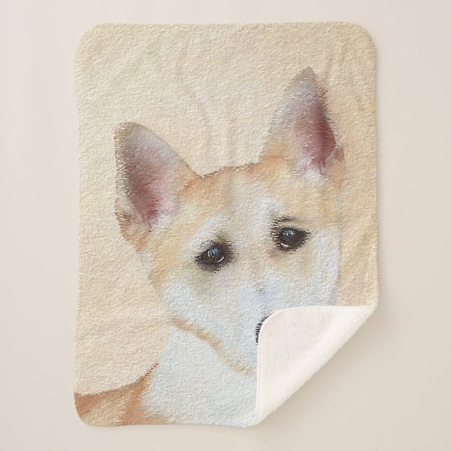 Manta Sherpa Pintura canaense de perro - Arte original de perro (Anverso)