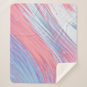 MANTA SHERPA PINTURA DE COLOR ROSA Y BLANCO ABSTRACTO