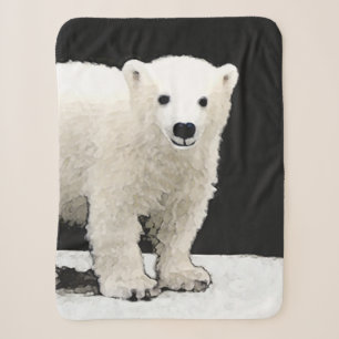 Manta Sherpa Pintura de Cubo de Oso Polar - Arte de Vida Silves