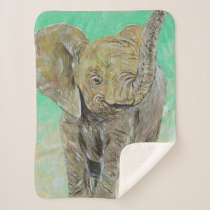 Manta Sherpa Pintura de elefante bebé