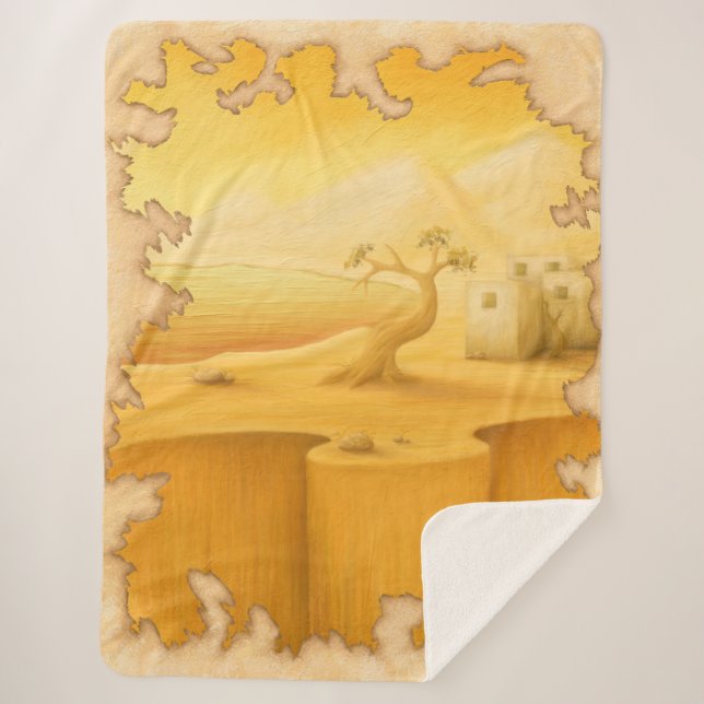 Manta Sherpa Pintura de estilo aventurero "The Edge of the Worl (Anverso)