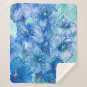 Manta Sherpa Pintura de flor silvestre azul gentiano