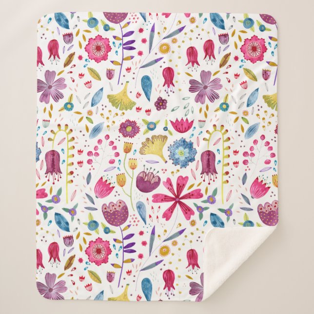 Manta Sherpa Pintura de hembra silvestre acuarela (Anverso)