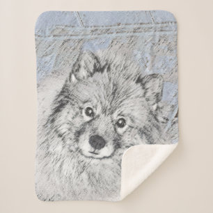 Manta Sherpa Pintura de Keeshond Beth - Arte de Perro Original.