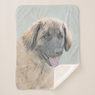 Manta Sherpa Pintura de Leonberger - Arte de Perro Original.