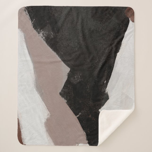 Manta Sherpa Pintura de medios mixtos, diseño abstracto minimal (Anverso)