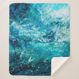 Manta Sherpa  pintura de óleo abstracta que muestra olas en el 