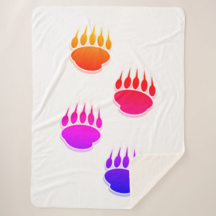 Manta Sherpa Pintura De Oso Colorida Impresiones De Tejido Cerá