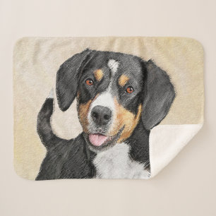 Manta Sherpa Pintura de perro de la montaña Entlebucher - Arte 