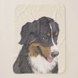 Manta Sherpa Pintura de perro de montaña bernés - Arte de perro