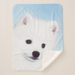 Manta Sherpa Pintura de perro esquimal estadounidense - Arte de