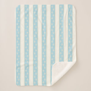 Manta Sherpa Pintura de perro Imprime franjas blancas y azules 