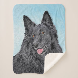 Manta Sherpa Pintura de perro pastor belga - Arte de perro orig