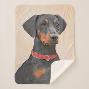Manta Sherpa Pintura de Pinscher Alemán Arte Animal Original