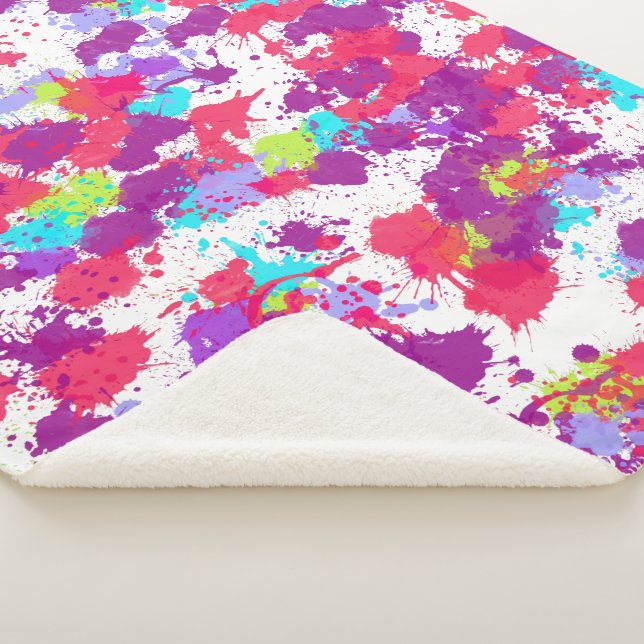 Manta Sherpa Pintura de salpicadura abstracta colorida, rojo y  (3/4)