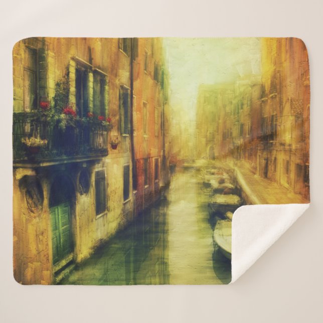 Manta Sherpa Pintura del Canal de Venecia Balcony (Anverso (horizontal))