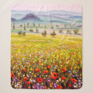 Manta Sherpa Pintura del paisaje de cipreses toscanos italianos