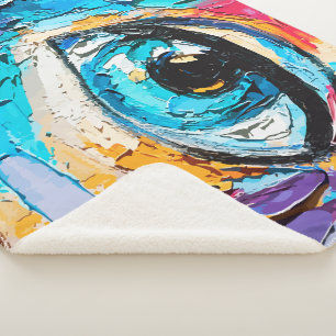 Manta Sherpa Pintura digital abstracta al óleo de ojos hermosos
