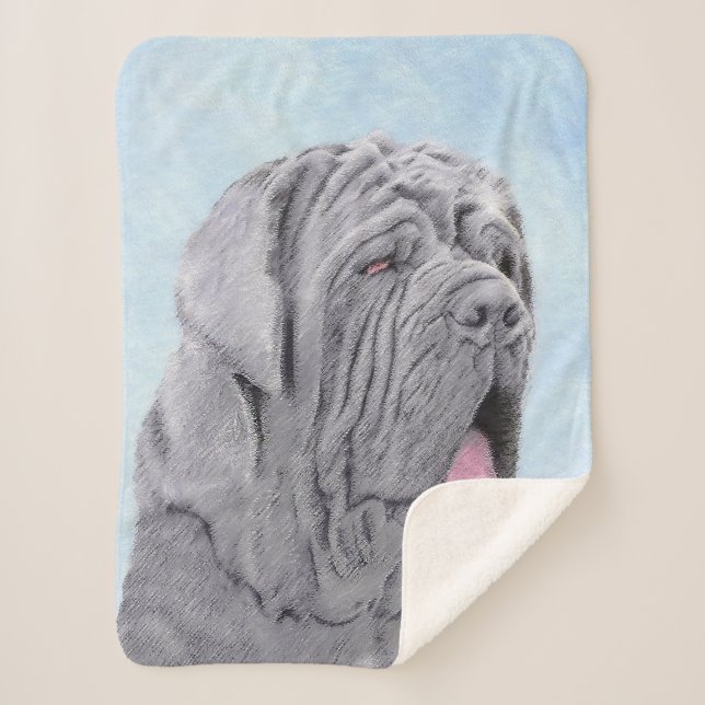 Manta Sherpa Pintura Neopolita Mastiff - Arte Perro Original (Anverso)