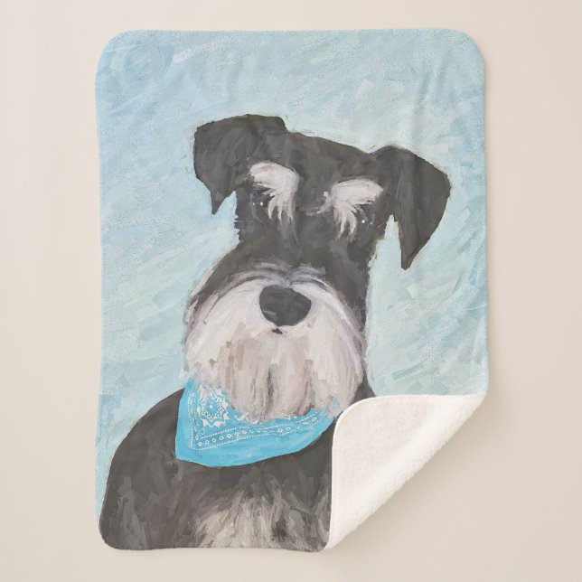Manta Sherpa Pintura Schnauzer (en miniatura) - Perro original  (Anverso)