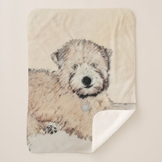 Manta Sherpa Pintura Terrier de Ruedas Recubiertas Blancas Arte (Anverso)