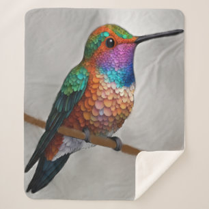 Manta Sherpa Pintura vibrante del colibrí de Allen