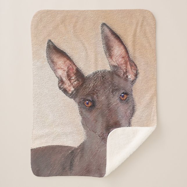 Manta Sherpa Pintura Xoloitzcuintli - Arte Perro Original Cuto (Anverso)