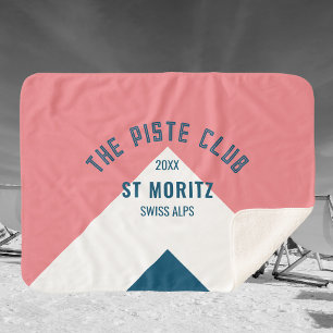 Manta Sherpa Piste Club Personalizado Azul Rosa