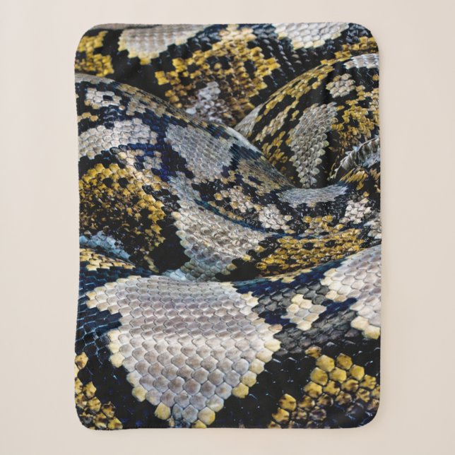 Manta Sherpa Pitón negro, amarillo y gris (Anverso)