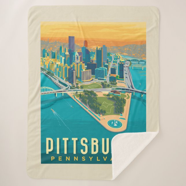 Manta Sherpa Pittsburgh, PA | Vista de ojos de pájaro (Anverso)