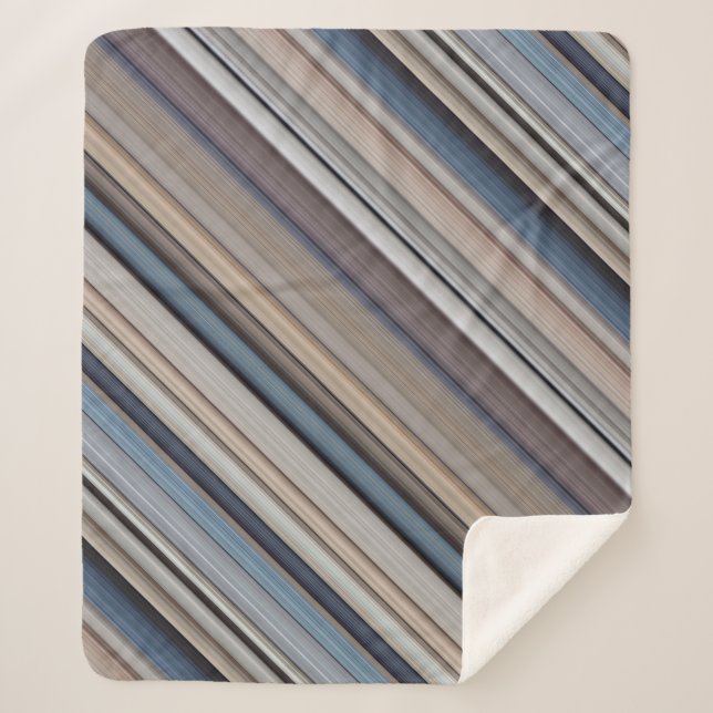 Manta Sherpa Pizarra Pebbles Azul y Banda Marrón (Anverso)