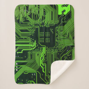 Manta Sherpa Placa de circuito electrónico verde del nerd de sa