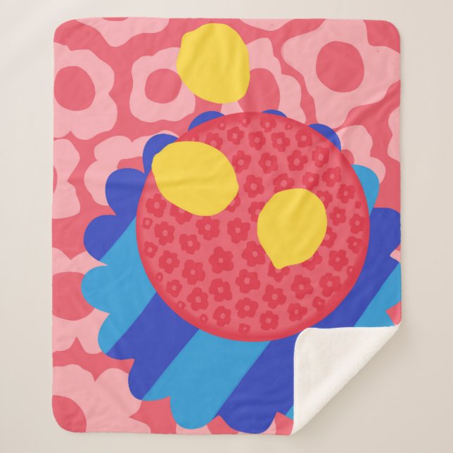 Manta Sherpa Placa de flores de limón (Anverso)