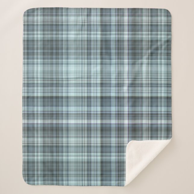Manta Sherpa Plaid Azul Cielo de Invierno (Anverso)