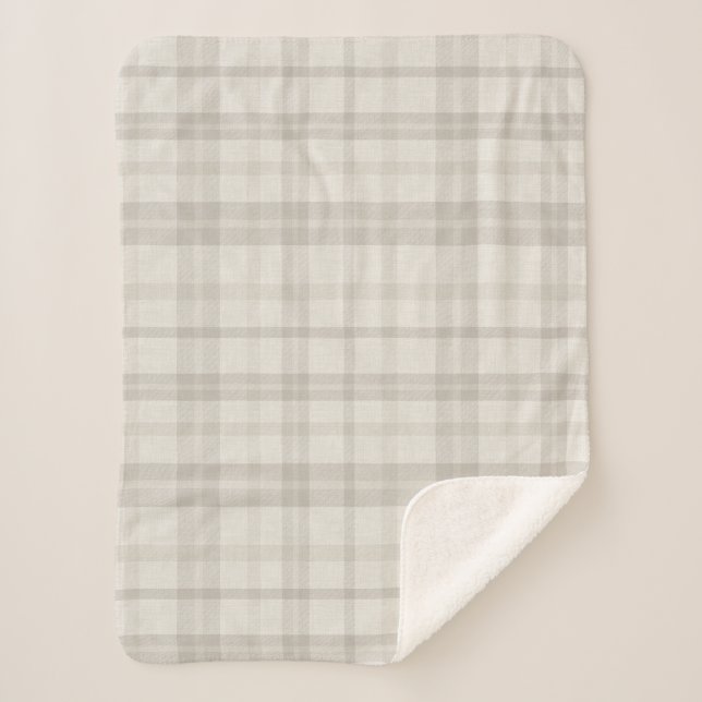 Manta Sherpa Plaid Beige Granja Silenciada (Anverso)