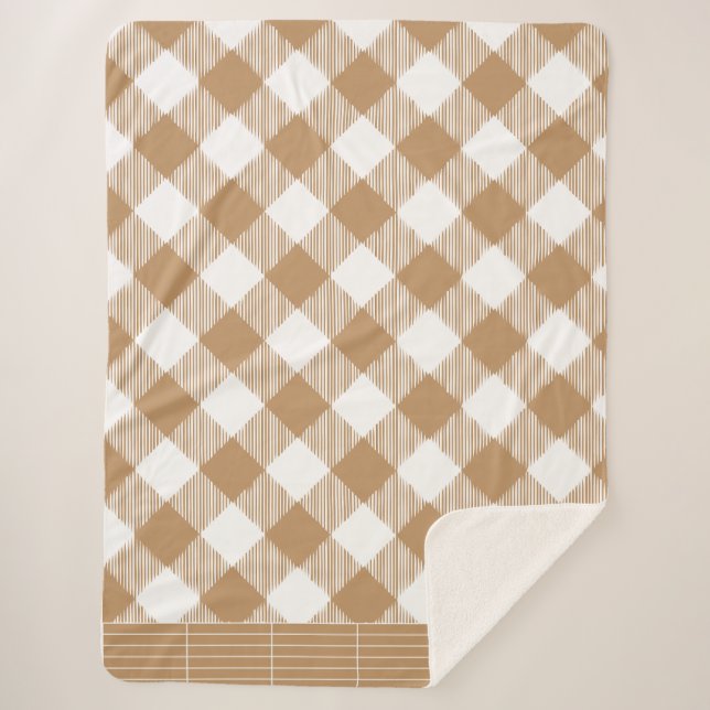 Manta Sherpa Plaid de Búfalo Marrón  (Anverso)