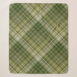 Manta Sherpa Plaid de Crema, Bronceado y Verde Oliva de Lluvias