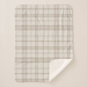 Manta Sherpa Plaid de granja silenciado en taupe