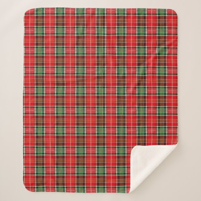Manta Sherpa Plaid de Navidad Tradicional (Anverso)