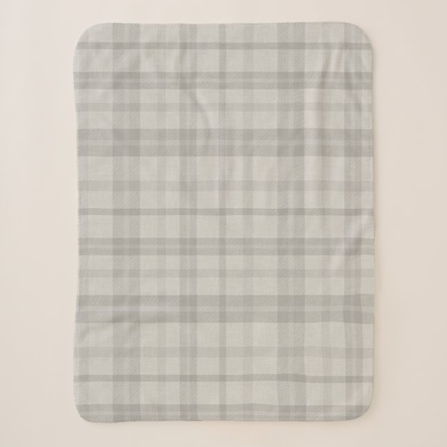 Manta Sherpa Plaid Gris Granja Silenciado (Anverso)