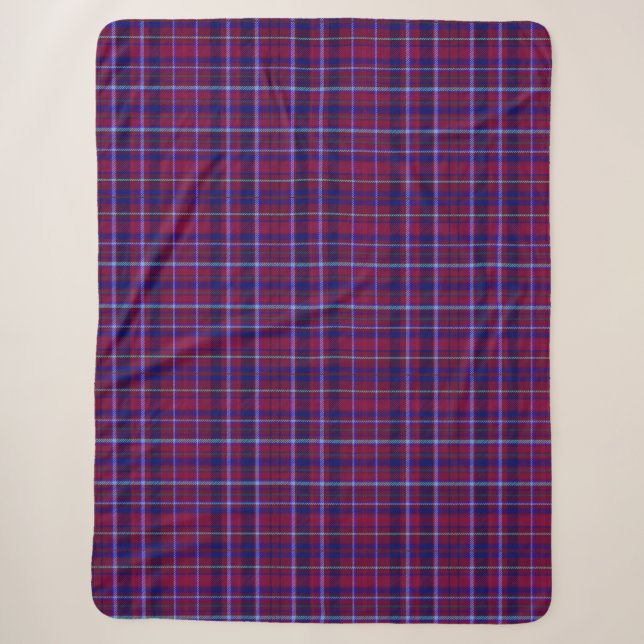 Manta Sherpa Plaid Tarten Maroon y Blue (Anverso)