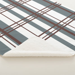 Manta Sherpa Plaid Tradicional Gris Fumée, Burgundy Profundo, B